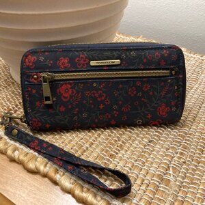 Travelon Nylon Red Floral Wristlet Wallet